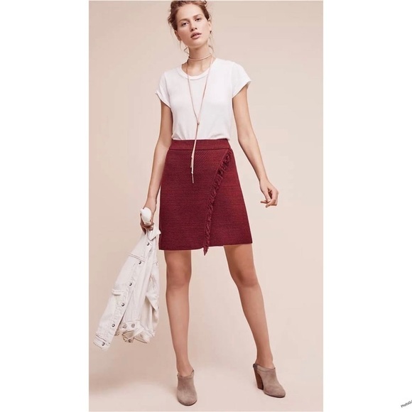 MADEWELL BURGUNDY FAUX WRAP KNOT SKIRT SIZE SMALL - Picture 1 of 8